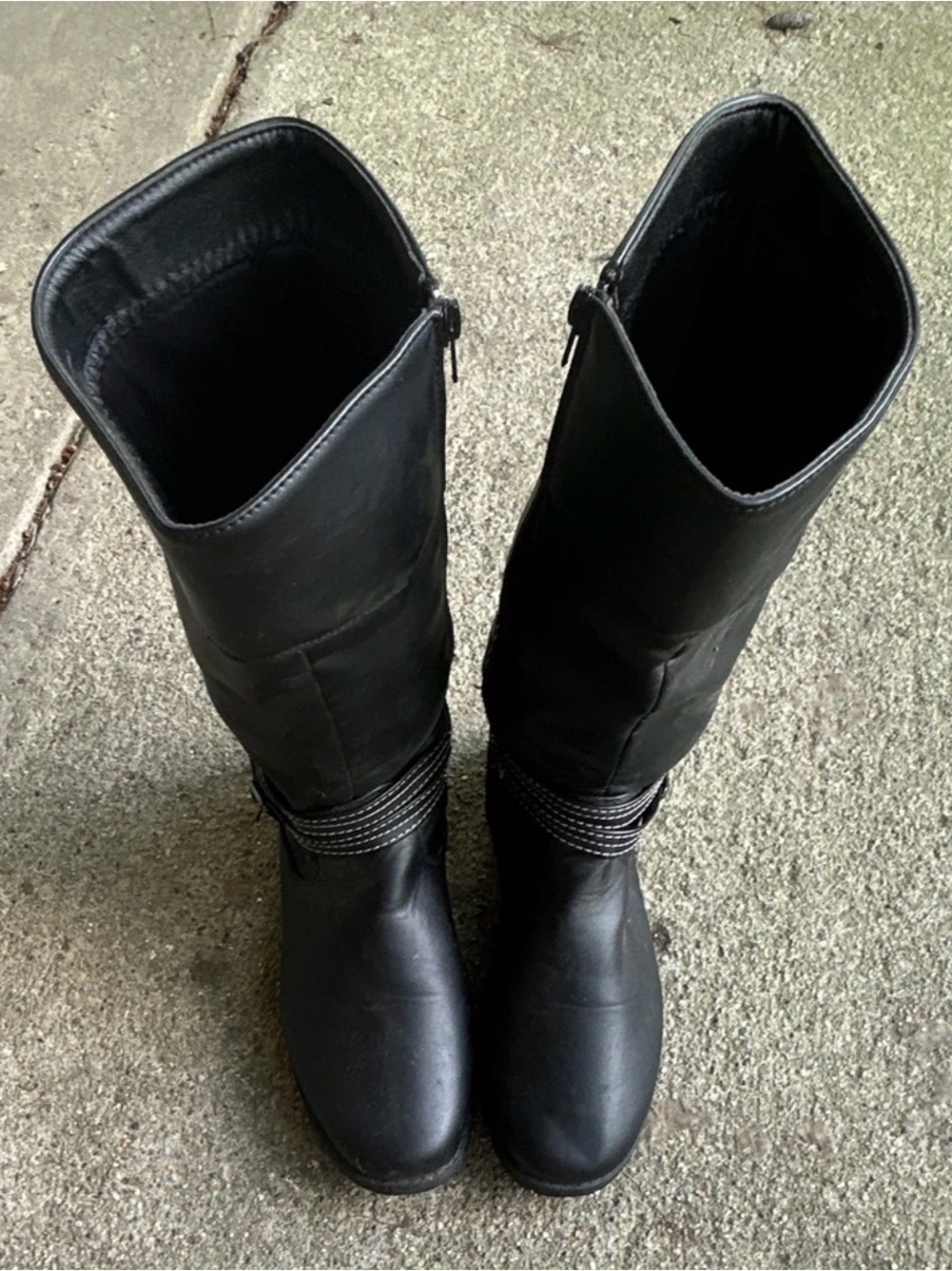 Women's Black Mid-Calf Motorcycle Boots